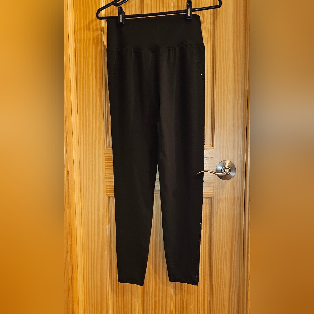 BuffBunny Size Extra Large Black Leggings with Black Jewels